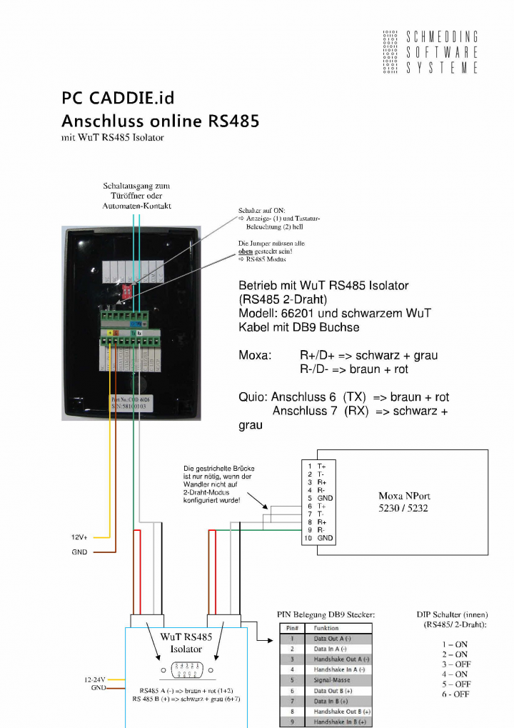 Connection diagram online with RS485 insulator